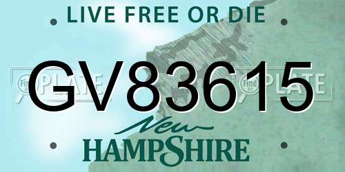 GV83615 New Hampshire License Plate