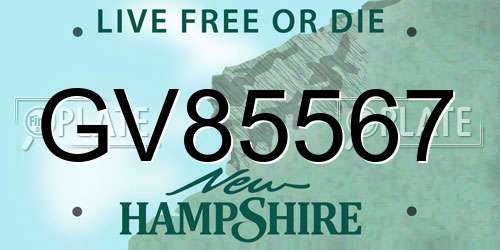 GV85567 New Hampshire License Plate