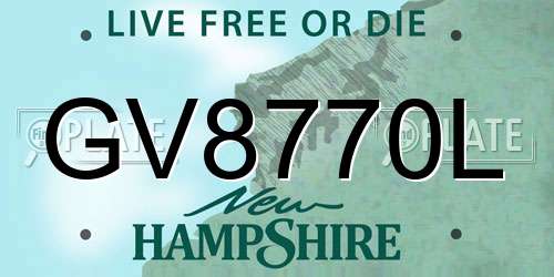 GV8770L New Hampshire License Plate