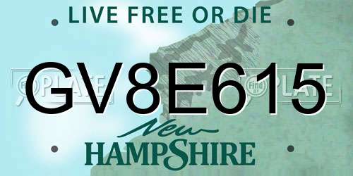 GV8E615 New Hampshire License Plate
