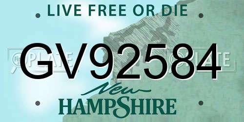 GV92584 New Hampshire License Plate