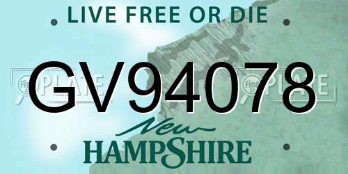 GV94078 New Hampshire License Plate