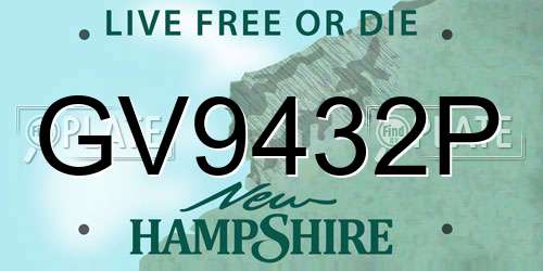GV9432P New Hampshire License Plate