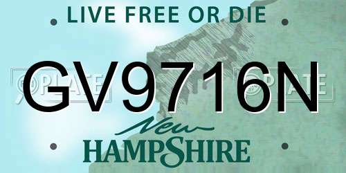 GV9716N New Hampshire License Plate