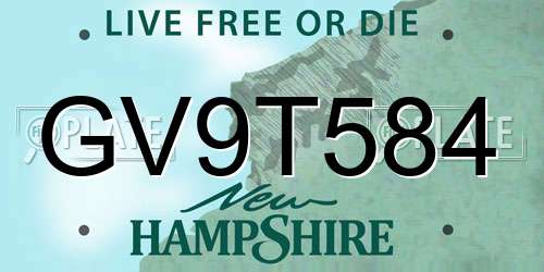 GV9T584 New Hampshire License Plate