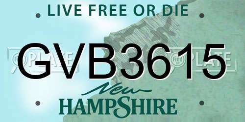 GVB3615 New Hampshire License Plate