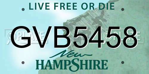 GVB5458 New Hampshire License Plate
