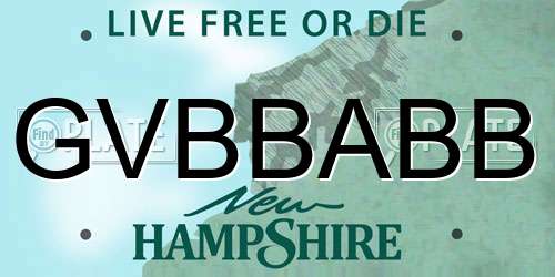 GVBBABB New Hampshire License Plate