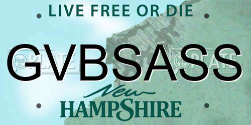 GVBSASS New Hampshire License Plate