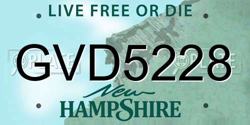 GVD5228 New Hampshire License Plate