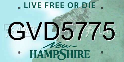 GVD5775 New Hampshire License Plate