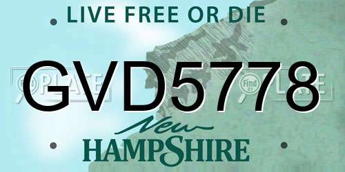 GVD5778 New Hampshire License Plate