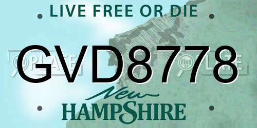 GVD8778 New Hampshire License Plate