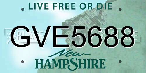 GVE5688 New Hampshire License Plate