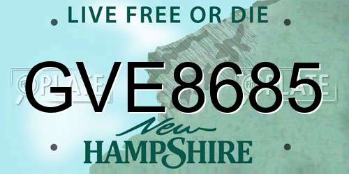 GVE8685 New Hampshire License Plate