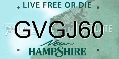 GVGJ60 New Hampshire License Plate