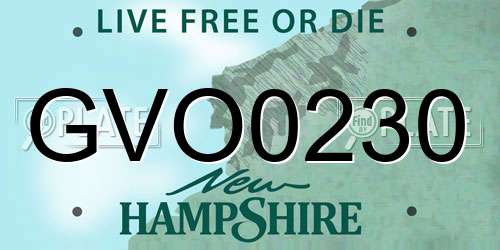 GVO0230 New Hampshire License Plate