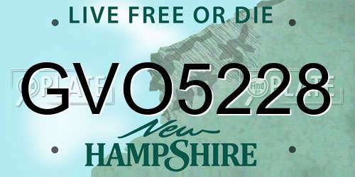 GVO5228 New Hampshire License Plate