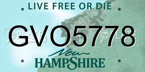 GVO5778 New Hampshire License Plate