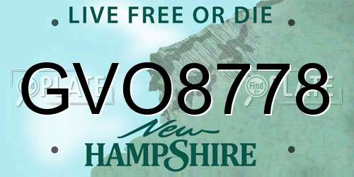 GVO8778 New Hampshire License Plate
