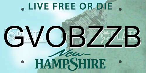 GVOBZZB New Hampshire License Plate