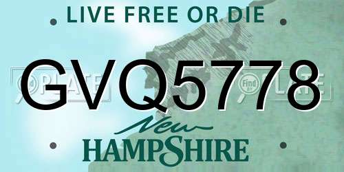 GVQ5778 New Hampshire License Plate