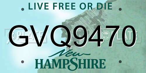 GVQ9470 New Hampshire License Plate