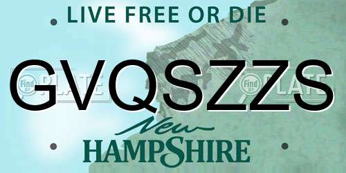 GVQSZZS New Hampshire License Plate