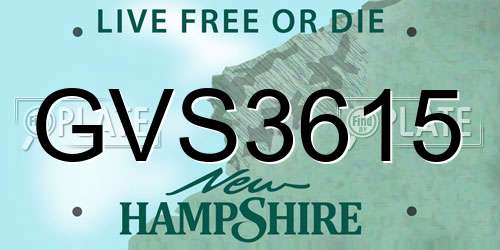 GVS3615 New Hampshire License Plate