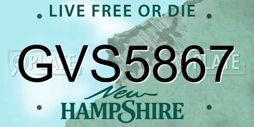 GVS5867 New Hampshire License Plate
