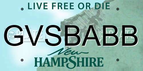 GVSBABB New Hampshire License Plate