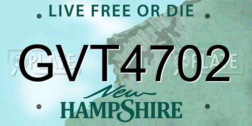 GVT4702 New Hampshire License Plate