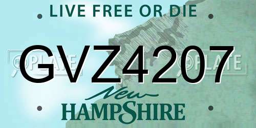 GVZ4207 New Hampshire License Plate