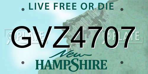GVZ4707 New Hampshire License Plate