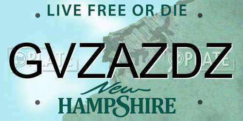 GVZAZDZ New Hampshire License Plate