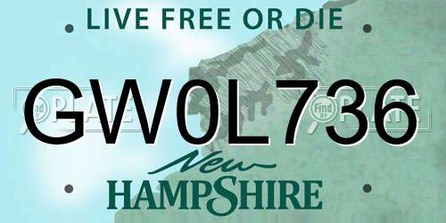 GW0L736 New Hampshire License Plate