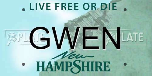 GWEN New Hampshire License Plate
