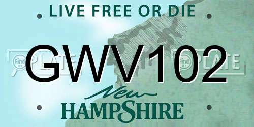 GWV102 New Hampshire License Plate