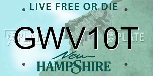 GWV10T New Hampshire License Plate