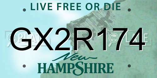GX2R174 New Hampshire License Plate