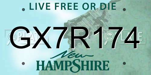 GX7R174 New Hampshire License Plate