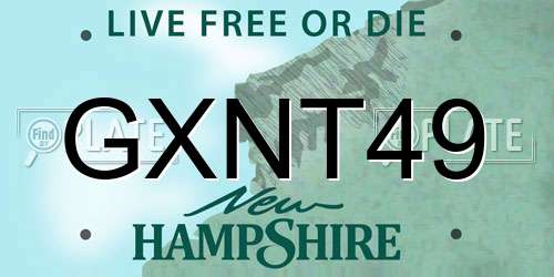 GXNT49 New Hampshire License Plate