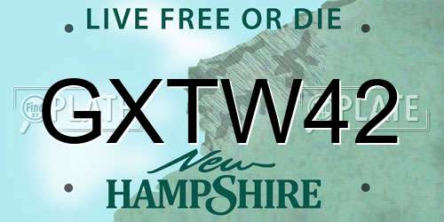 GXTW42 New Hampshire License Plate