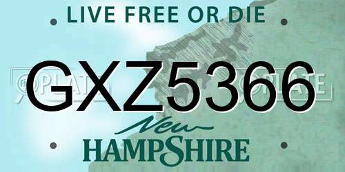 GXZ5366 New Hampshire License Plate