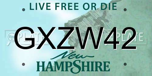 GXZW42 New Hampshire License Plate
