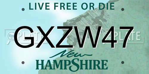 GXZW47 New Hampshire License Plate