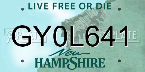 GY0L641 New Hampshire License Plate