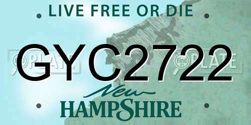 GYC2722 New Hampshire License Plate