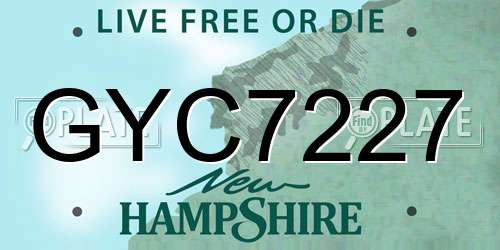 GYC7227 New Hampshire License Plate