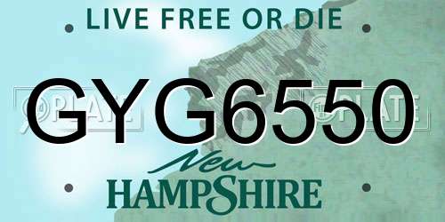 GYG6550 New Hampshire License Plate
